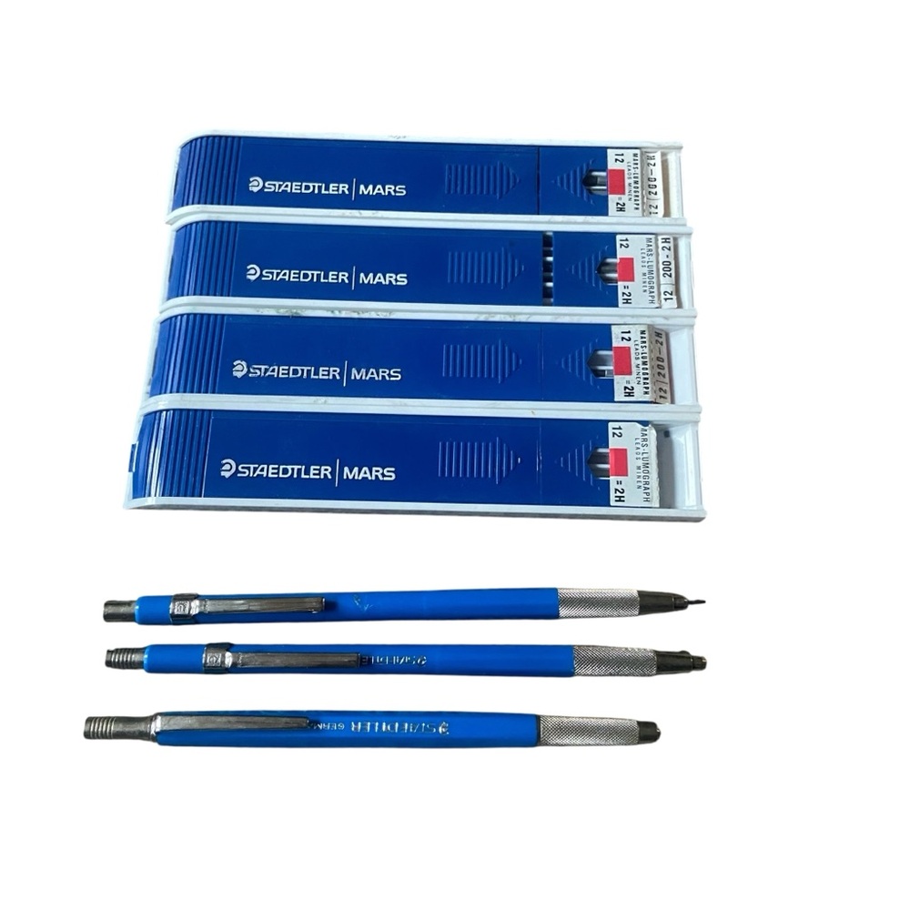 Vintage Staedtler Mars 780 Leadholder 3 Mechanical Pencils & 4 Leads Germany